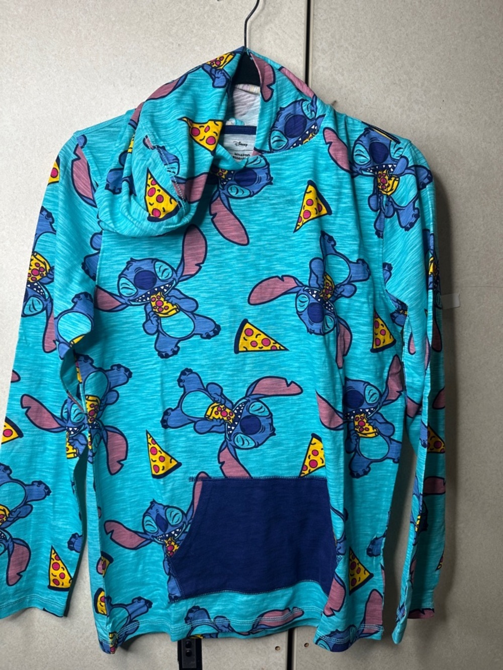Disney Turquoise & Pink Stitch and Pizza Hoodie